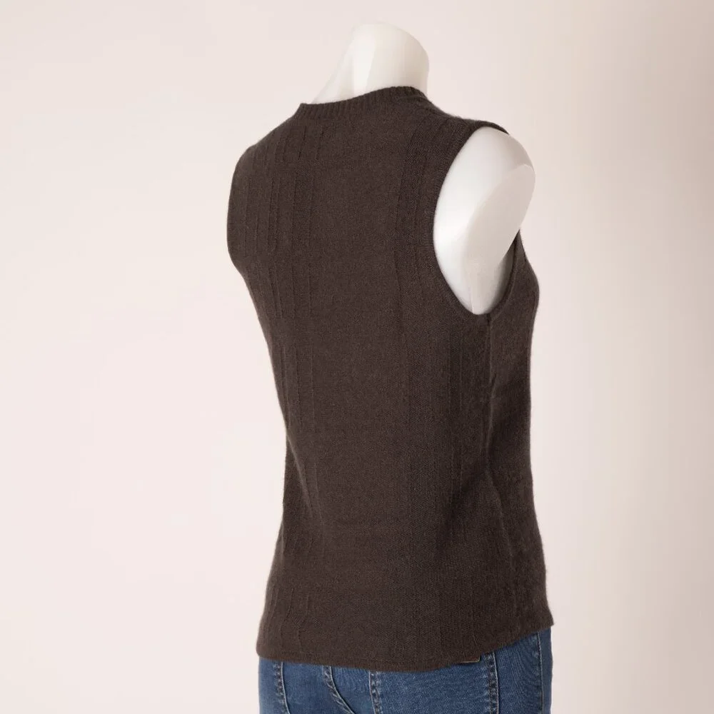 tse SAY Brown Cashmere Sleeveless Vest Size US M